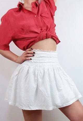 TIME OUT VINTAGE COTTON BOHO FESTIVAL HIGH WAIST MINI SKIRT