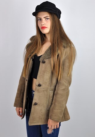 VINTAGE 1980S LIGHT BROWN SHEEPSKIN SHEARLING COAT