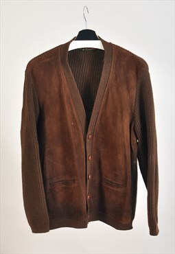 Vintage 90s suede leather jacket in brown