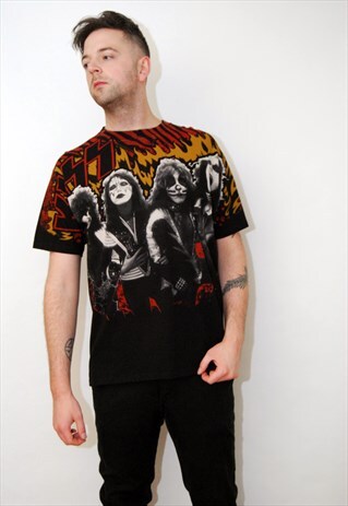 DEADSTOCK KISS T-SHIRT (XL) VINTAGE 90S ALL OVER PRINT TOUR