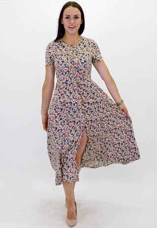 VINTAGE FLORAL SUMMER MIDI DRESS