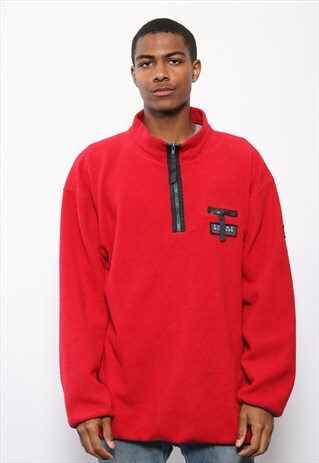 VINTAGE TOMMY HILFIGER QUARTER ZIP FLEECE RED