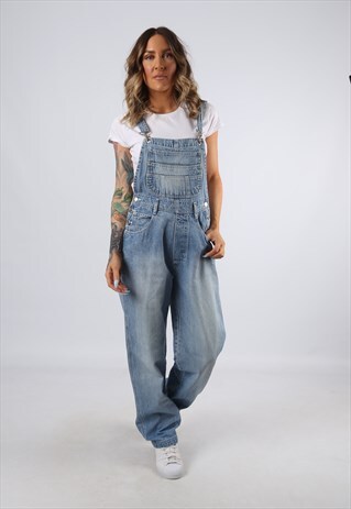 DENIM DUNGAREES LONDON & LONDON WIDE LEG UK 10 SMALL C92U)