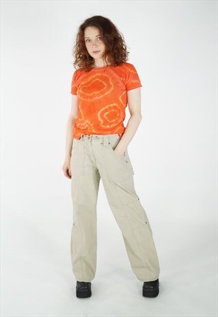 VINTAGE 90S CAMEL BEIGE CARGO TROUSERS PANTS