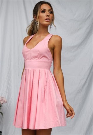 PINK TIE BACK DRESS