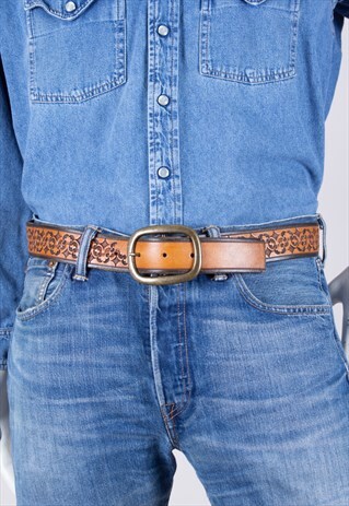 VINTAGE BROWN LEATHER BELT 100CM
