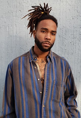 VINTAGE 90S OVERSIZE SKATER VERTICAL STRIPE FLANNEL SHIRT