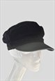 NEW VINTAGE STYLE BLACK VELVET FAUX LEATHER LADIES HAT S