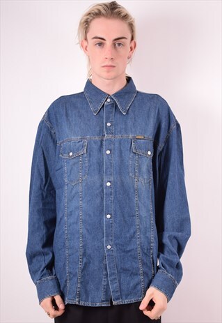 DIESEL MENS VINTAGE DENIM SHIRT XL BLUE 90S