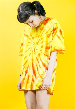 TIE-DYE FESTIVAL T-SHIRT DRESS YELLOW/ORANGE