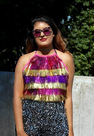 PINK PINATA HALTER TOP