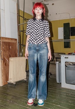 Vintage Y2K spotted flare jeans in blue