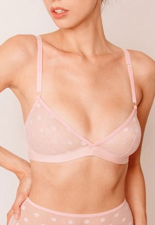 LOVEJILTY MESH DOT SET SOFT BRA PINK