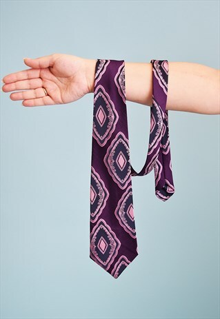 VINTAGE 70'S RETRO TAPESTRY WOVEN MOD PATTERN TIE