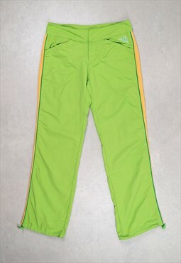 Vintage Y2K Green Track Pants Low Waist Shell Windbreaker 