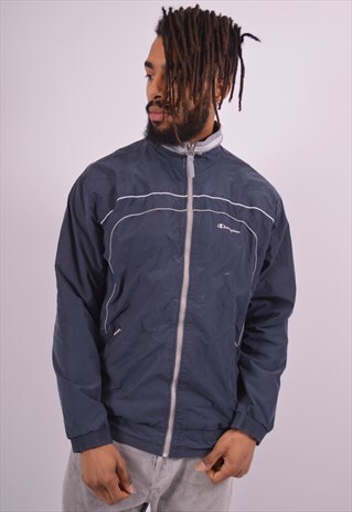 VINTAGE CHAMPION TRACKSUIT TOP JACKET SLIM FIT NAVY BLUE