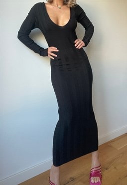 Vintage Black Pullover Long Dress