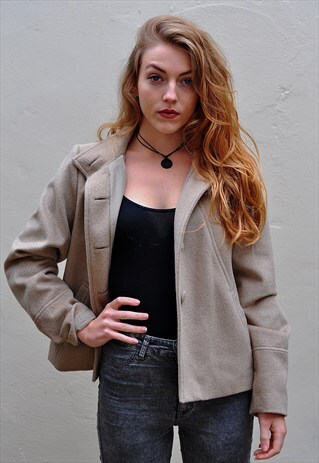 NEUTRAL RONIT ZILKHA CROP WOOL JACKET