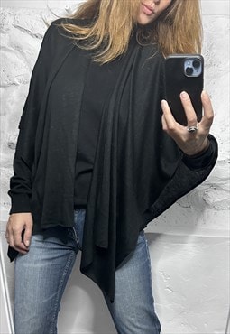 Boho Black Knit Light Poncho /  Cape / Cardigan