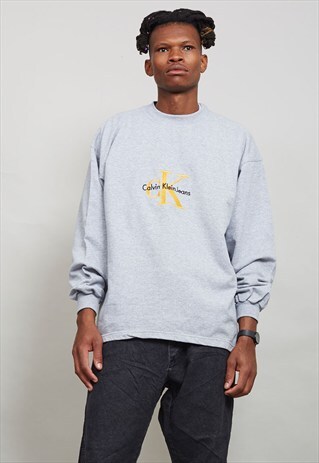 VINTAGE CALVIN KLEIN OVERSIZED MARL GREY SWEATSHIRT