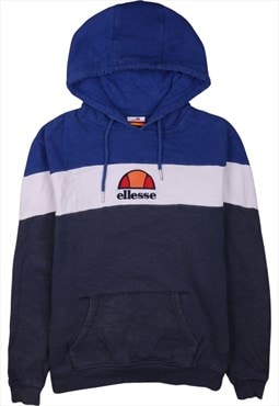 Vintage 90's Ellesse Hoodie Spellout Blue Medium