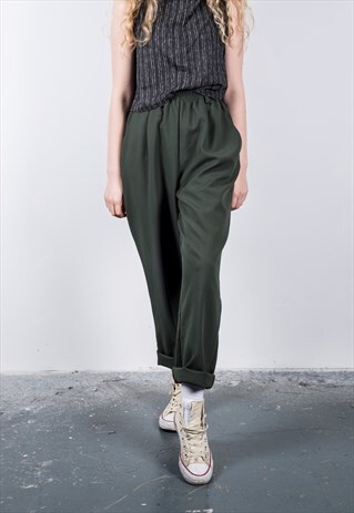 VINTAGE 1990S GREEN HIGH-WAISTED TROUSER