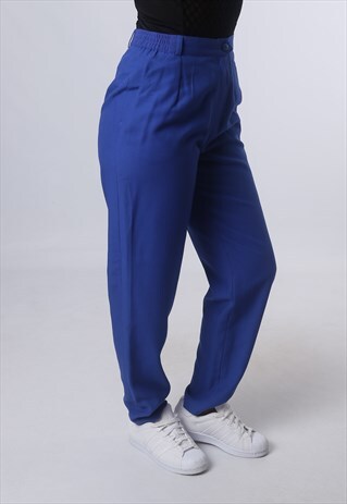 HIGH WAISTED TROUSERS PLAIN TAPERED LEG UK 12 (GJ4S)