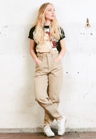 VINTAGE 80S PAPERBAG WAIST TROUSERS