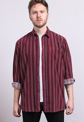 VINTAGE CORDUROY CORD STRIPED SHIRT