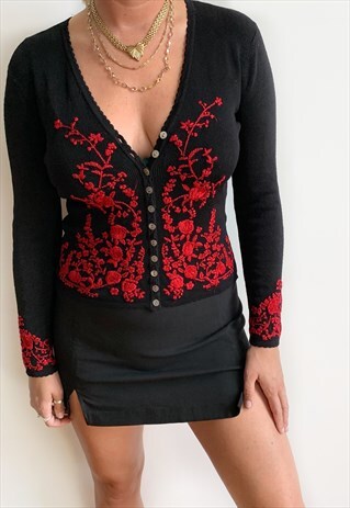 EMBROIDERED KAREN MILLEN CARDIGAN