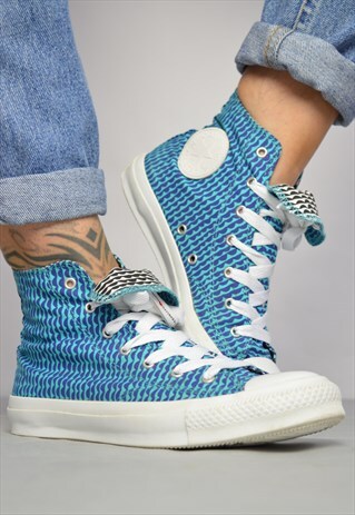 VINTAGE 90S CONVERSE BLUE & NAVY HI-TOPS TRAINERS SNEAKERS