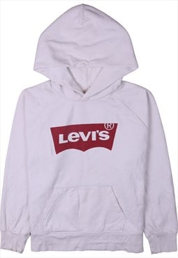 Vintage 90's Levi's Hoodie Pullover Spellout White Medium