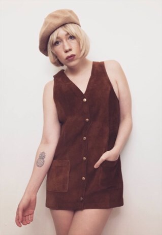 70S VINTAGE LEATHER WAISTCOAT