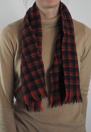 VINTAGE RED TARTAN SCARF