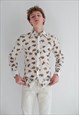 VINTAGE 70S ARROW COLLAR FITTED MENS SHIRT IN CAR PRINT S