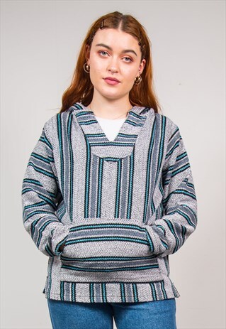 VINTAGE 90'S FESTIVAL STRIPED BAJA HOODIE JUMPER