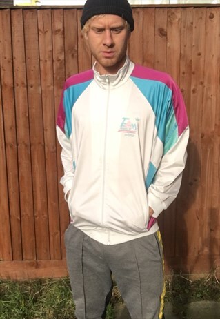 VINTAGE ADIDAS TRACKSUIT JACKET RETRO 80S M PREPPY SPORTS
