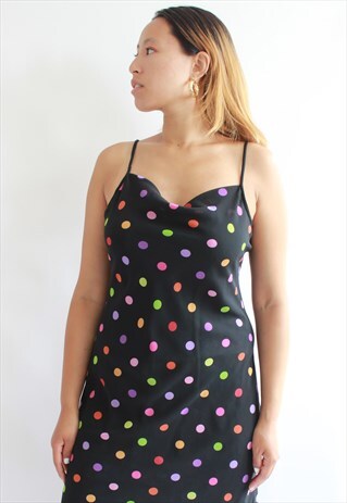 VINTAGE BLACK POLKA DOT SUMMER DRESS