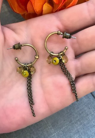 BRONZE HOOP DANGLE EARRINGS