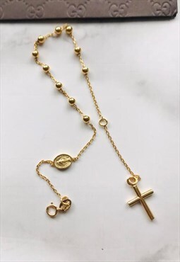 9ct Yellow Gold St Christopher 2mm Rosary Beads Bracelet