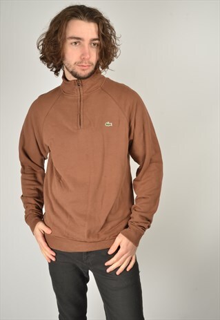 VINTAGE LACOSTE 1/4 ZIP SWEATSHIRT BROWN