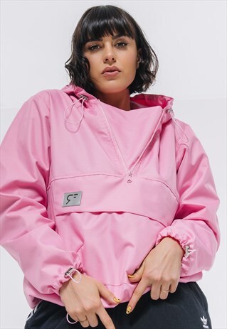 OVERSIZED WINDBREAKER HOODIE IN LIGHT PINK