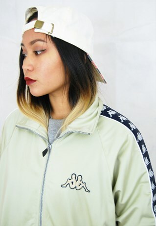 TRACK/BOMBER JACKET WITH SLEEVE STRIP DETAIL (1990'S/BEIGE)