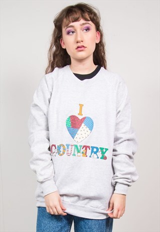 VINTAGE I HEART COUNTRY CUTE SWEATSHIRT