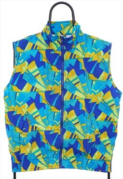 Vintage 90s Activology Abstract Pattern Blue Gilet Mens