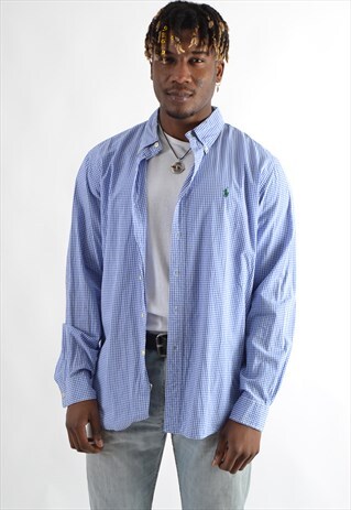 BLUE RALPH LAUREN GINGHAM SHIRT RL9637