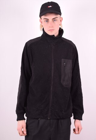 NAUTICA MENS VINTAGE FLEECE JACKET MEDIUM BLACK 90'S
