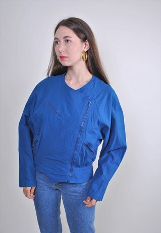 80S RAVE BLUE LIGHT BOMBER JACKET, SIZE S