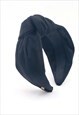 High knot luxury velvet headband in Jet 