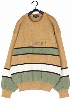 Khaki Patterned wool knitwear jumper knit 